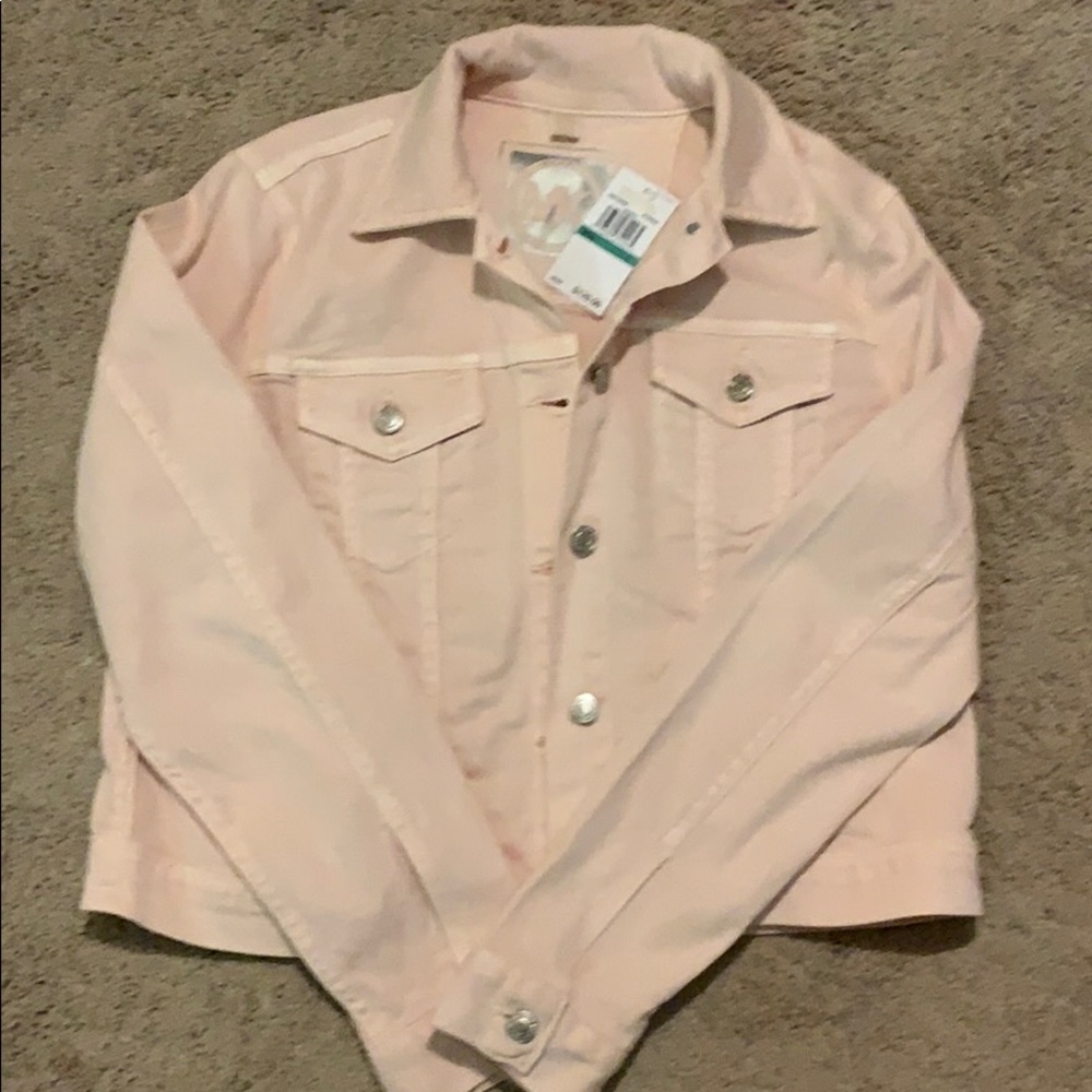Michael Kors pink jean jacket size L.